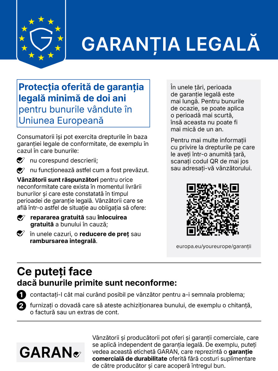 Notificare armonizată privind garanția legală de conformitate în Uniunea Europeană