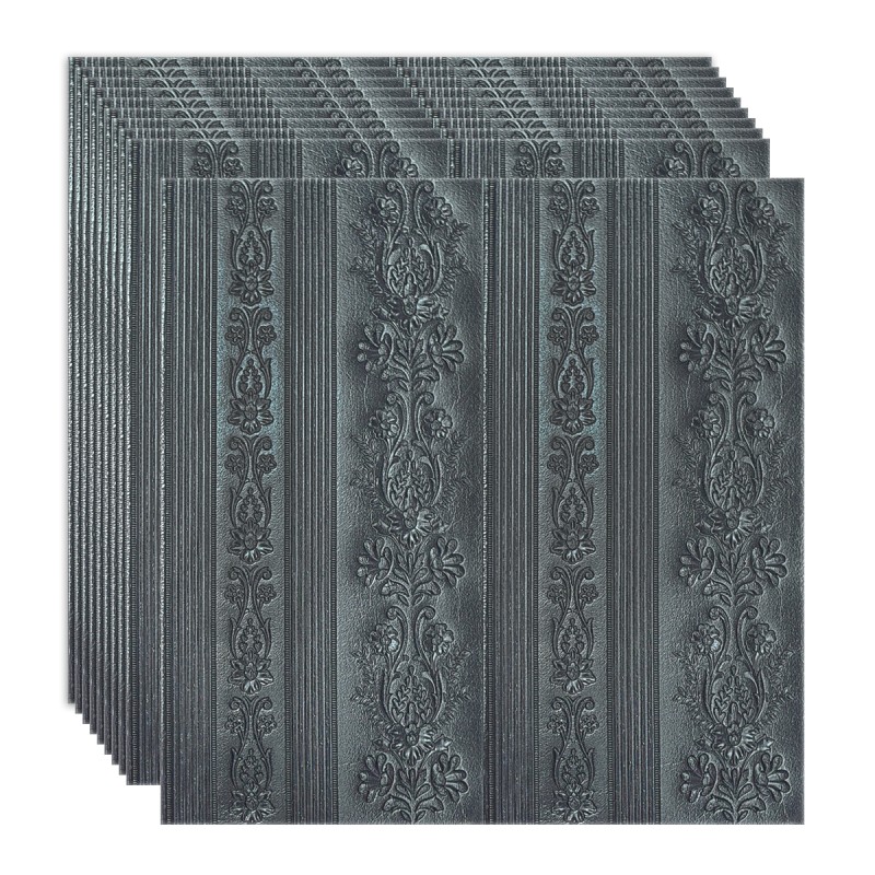 Set 10 x Tapet 3D Autoadeziv, design modern, rezistent la umezeala, usor de curatat, 70x70cm, Naimeed D4710, Negru