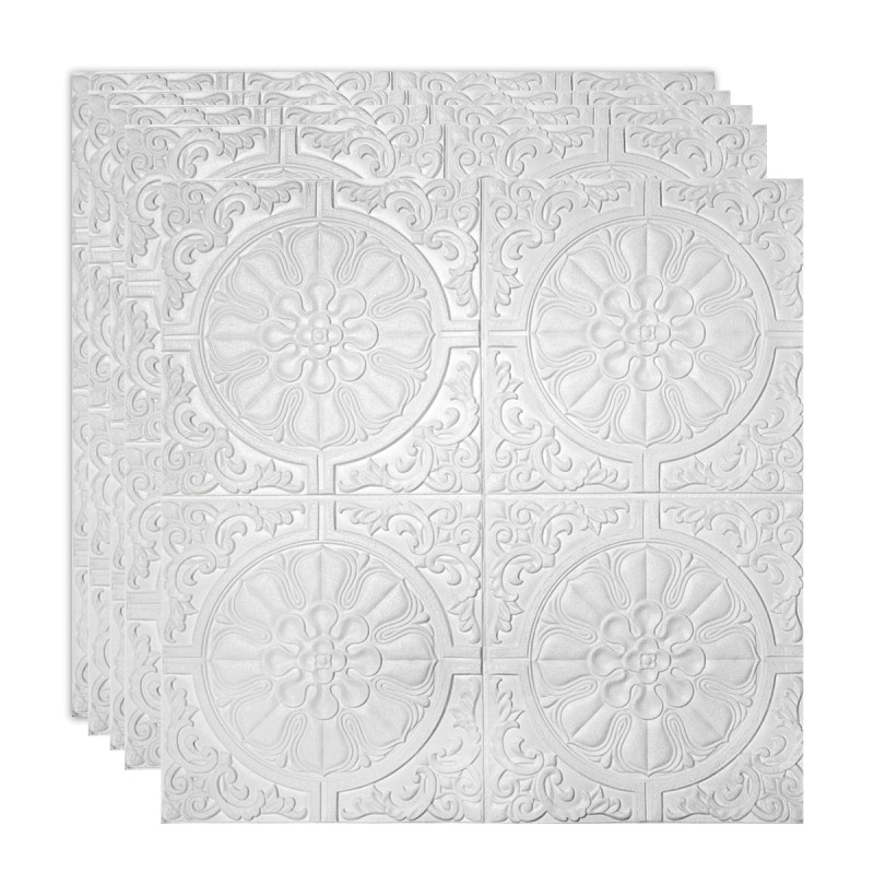 Set 5 x Tapet 3D Autoadeziv, design modern, rezistent la umezeala, usor de curatat, 70x70cm, Naimeed D4712, Alb
