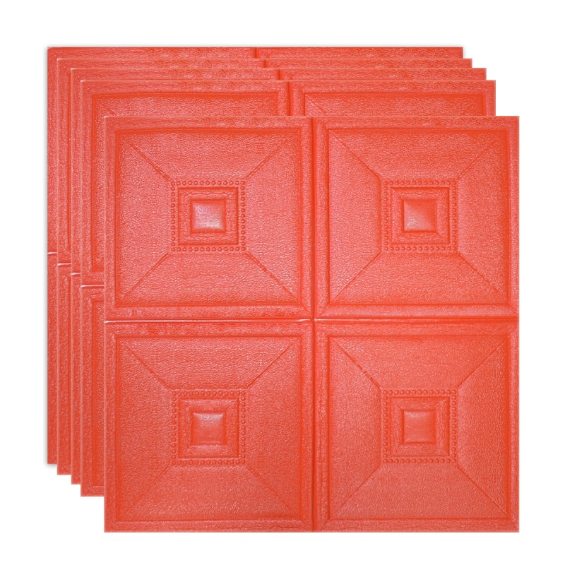 Set 5 x Tapet 3D Autoadeziv, design modern, rezistent la umezeala, usor de curatat, 70x70cm, Naimeed D4737, Rosu