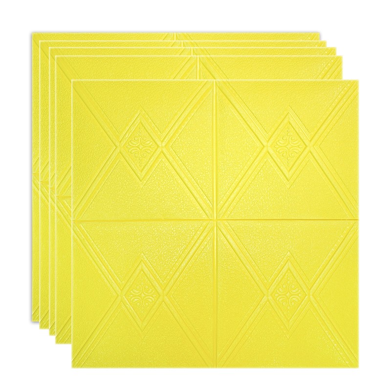 Set 5 x Tapet 3D Autoadeziv, design modern, rezistent la umezeala, usor de curatat, 70x70cm, Naimeed D4742, Galben