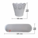 Set 3 ghivece cu tava, din metal, Naimeed D2603, Alb Set 3 ghivece cu tava, din metal, Naimeed D2603, Alb