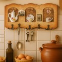 Cuier decorativ cu 3 carlige, Naimeed D53-5, 35x19x1cm, Maro