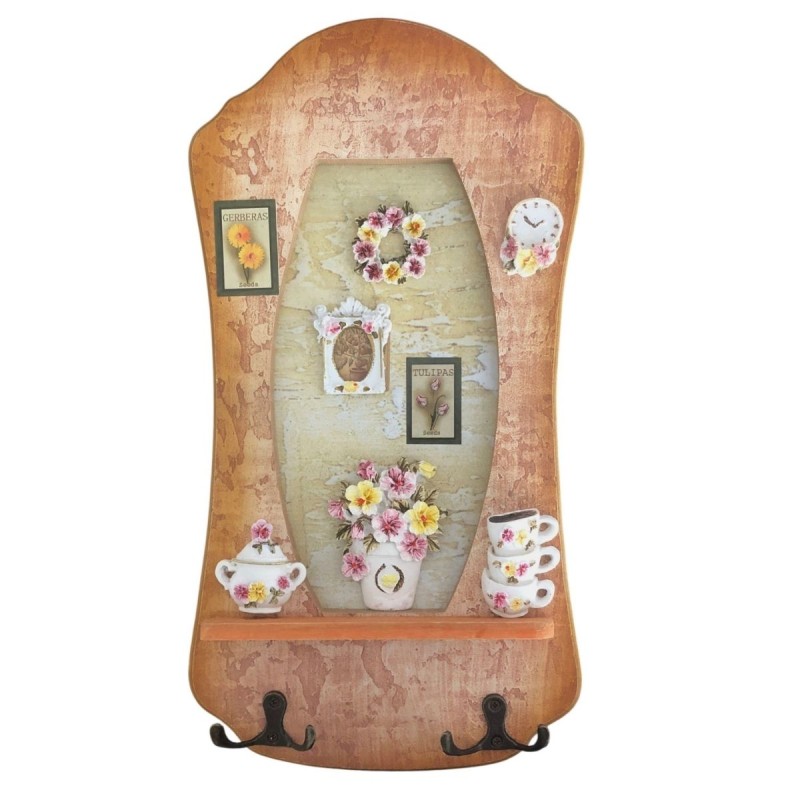 Cuier decorativ cu 2 carlige duble, Naimeed D57-4, 19.5x36.5x1 cm, Maro Cuier decorativ cu 2 carlige duble, Naimeed D57-4, 19.5x36.5x1 cm, Maro