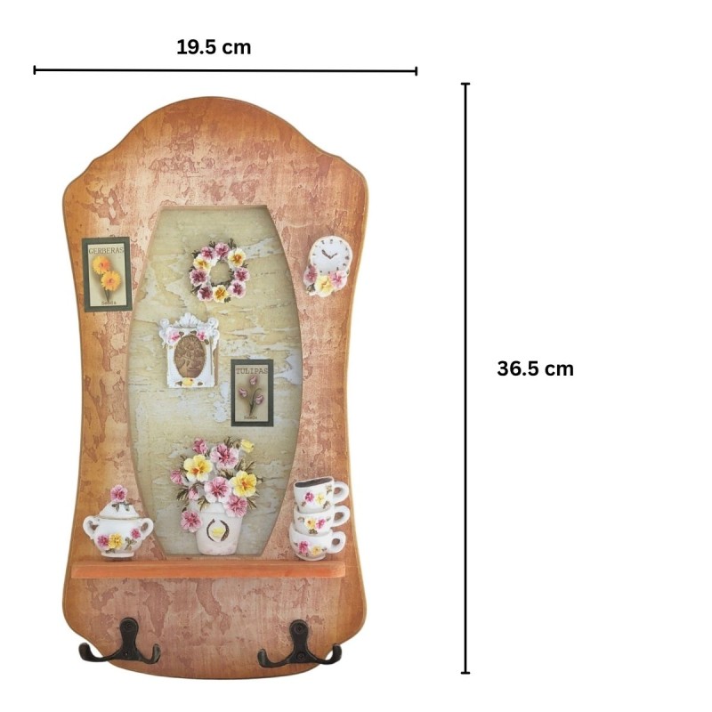 Cuier decorativ cu 2 carlige duble, Naimeed D57-4, 19.5x36.5x1 cm, Maro Cuier decorativ cu 2 carlige duble, Naimeed D57-4, 19.5x36.5x1 cm, Maro