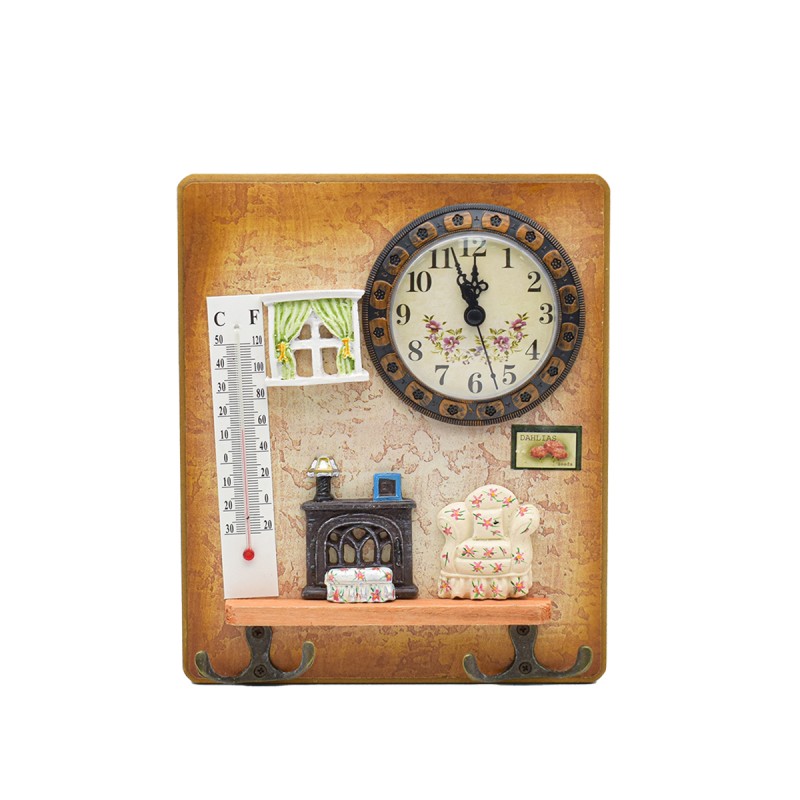 Cuier decorativ cu ceas D58, 21x18 cm, diametru ceas 9,5, m3