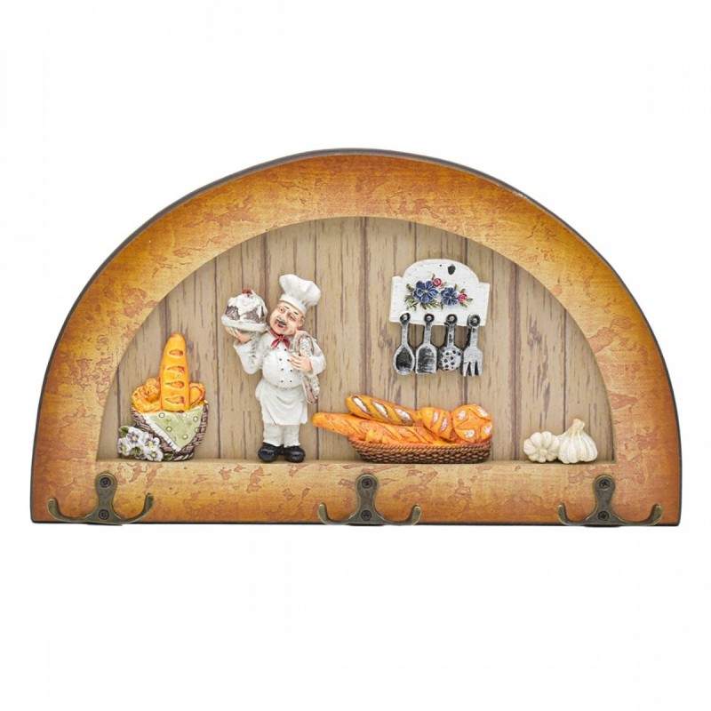 Cuier decorativ cu 3 carlige duble, Naimeed D61-11, 34x19.5x1 cm, Maro Cuier decorativ cu 3 carlige duble, Naimeed D61-11, 34x19.5x1 cm, Maro