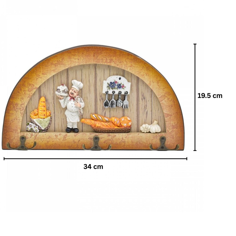 Cuier decorativ cu 3 carlige duble, Naimeed D61-11, 34x19.5x1 cm, Maro Cuier decorativ cu 3 carlige duble, Naimeed D61-11, 34x19.5x1 cm, Maro