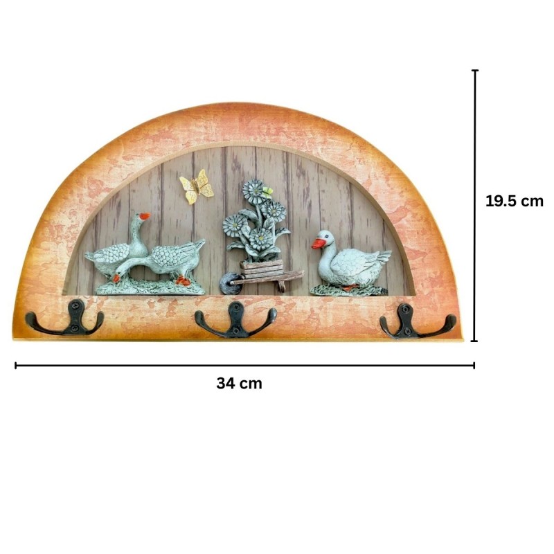 Cuier decorativ cu 3 carlige duble, Naimeed D61-2, 34x19.5x1 cm, Maro Cuier decorativ cu 3 carlige duble, Naimeed D61-2, 34x19.5x1 cm, Maro