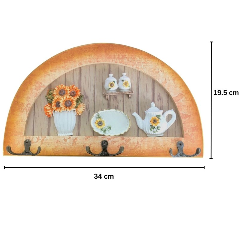 Cuier decorativ cu 3 carlige duble, Naimeed D61-3, 34x19.5x1 cm, Maro Cuier decorativ cu 3 carlige duble, Naimeed D61-3, 34x19.5x1 cm, Maro