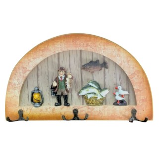 Cuier decorativ cu 3 carlige duble, Naimeed D61-7, 34x19.5x1 cm, Maro Cuier decorativ cu 3 carlige duble, Naimeed D61-7, 34x19.5x1 cm, Maro