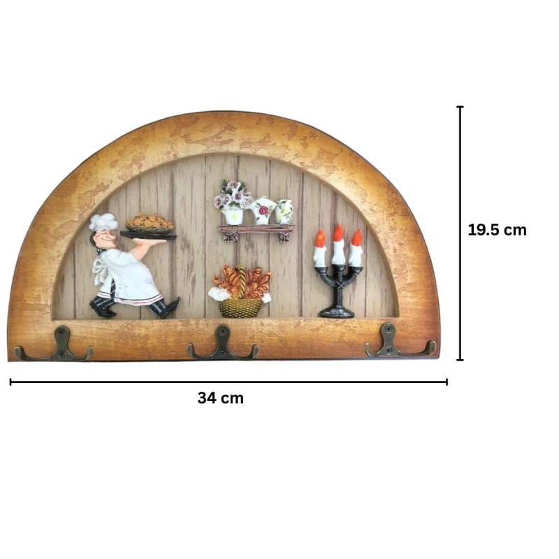 Cuier decorativ cu 3 carlige duble, Naimeed D61-9, 34x19.5x1 cm, Maro Cuier decorativ cu 3 carlige duble, Naimeed D61-9, 34x19.5x1 cm, Maro
