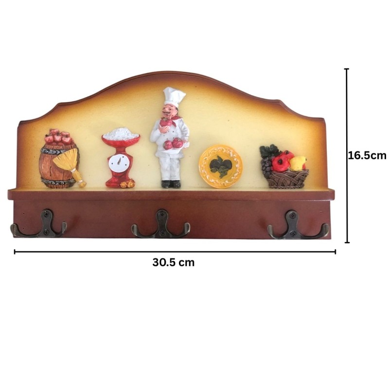 Cuier decorativ cu 3 carlige duble, Naimeed D63-5, 30.5x16.5x1 cm, Maro Cuier decorativ cu 3 carlige duble, Naimeed D63-5, 30.5x16.5x1 cm, Maro