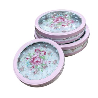 Set 3 piese, cutie depozitare din metal D2627, 22x22x5 cm