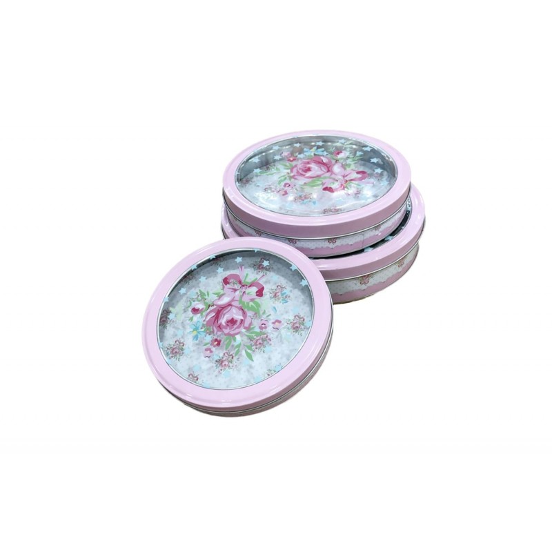 Set 3 piese, cutie depozitare din metal D2627, 22x22x5 cm