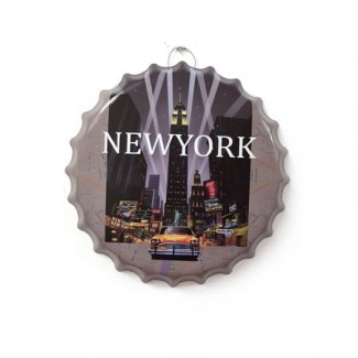 Tablou metalic volumetric tip capsa New York Taxi D32, diametru 40 cm Tablou metalic volumetric tip capsa New York Taxi D32, diametru 40 cm