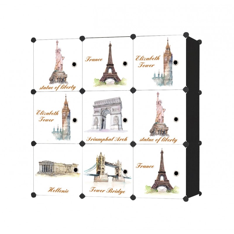 Dulap tip Soldat, Monuments Style, Negru, 9 Usi