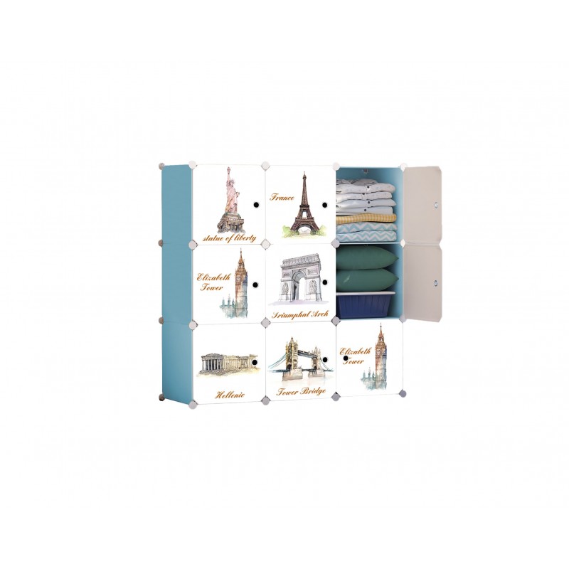 Dulap modular din plastic cu schelet metalic, D3253P, culoare Roz / Alb, 110 x 110 x 37 cm Dulap modular din plastic cu schelet metalic, D3253P, culoare Roz / Alb, 110 x 110 x 37 cm