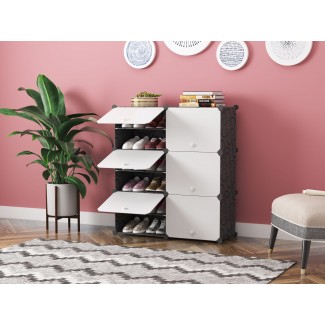 Pantofar modular din plastic cu schelet metalic, D3254N, culoare Alb / Negru, 96 x 85 x 31 cm