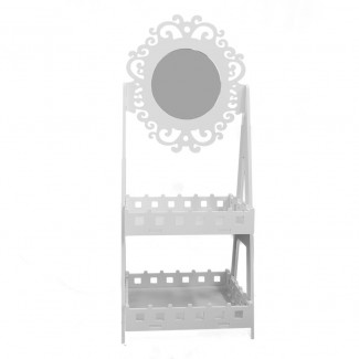 Suport pentru articole diverse, cu oglinda si 2 rafturi, Naimeed D22, culoare Alb, 100 x 40,5 x 36 cm