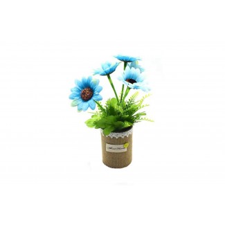 Aranjament floral in ghiveci canepa, D2838-2, Albastru