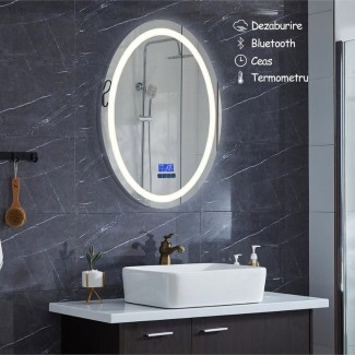 Oglinda de baie cu iluminare Led, Dimensiuni 58.5x78.5 cm, D3315 / Functii dezaburire, Bluetooth, Ceas, Termometru
