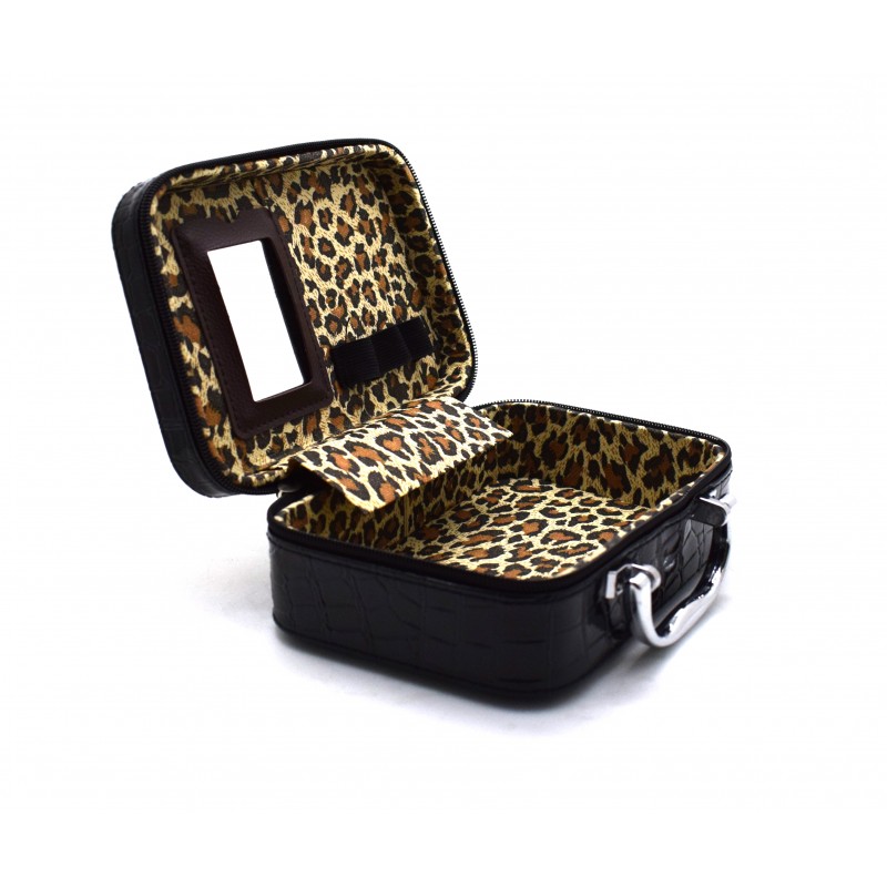 Geanta cosmetica cu oglinda, Naimeed D268, culoare Negru, 14 x 20 x 7 cm