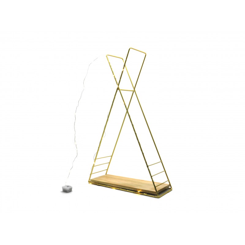 Etajera suspendata, aurie cu luminite Led, Naimeed D54, 40*25*9 cm