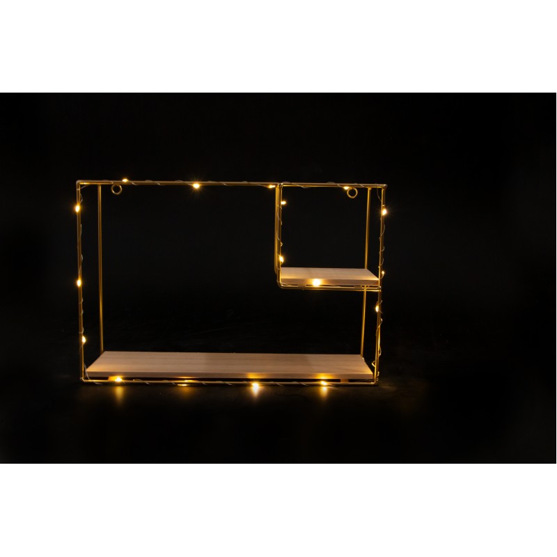 Etajera suspendata, aurie cu luminite Led, 38*26*11 cm, D58 Etajera suspendata, aurie cu luminite Led, 38*26*11 cm, D58