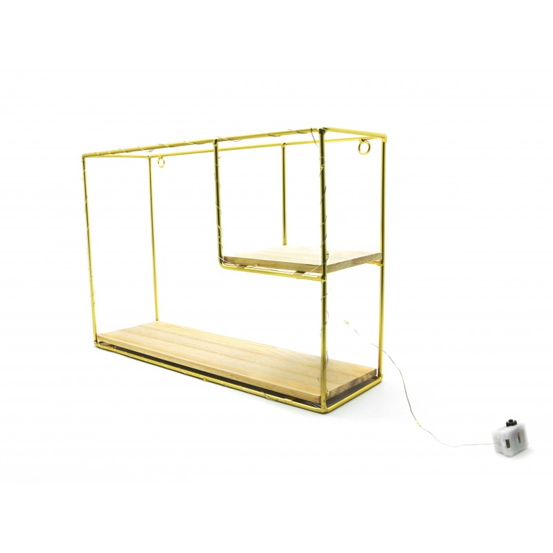 Etajera suspendata, aurie cu luminite Led, 38*26*11 cm, D58 Etajera suspendata, aurie cu luminite Led, 38*26*11 cm, D58