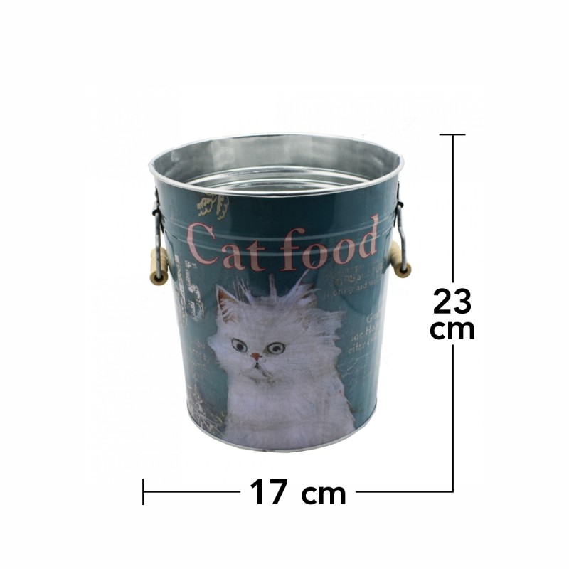 Galetusa decor cu capac din metal si manere din lemn, Naimeed D2644 Cat Food, Multicolor, 23 x 17 cm