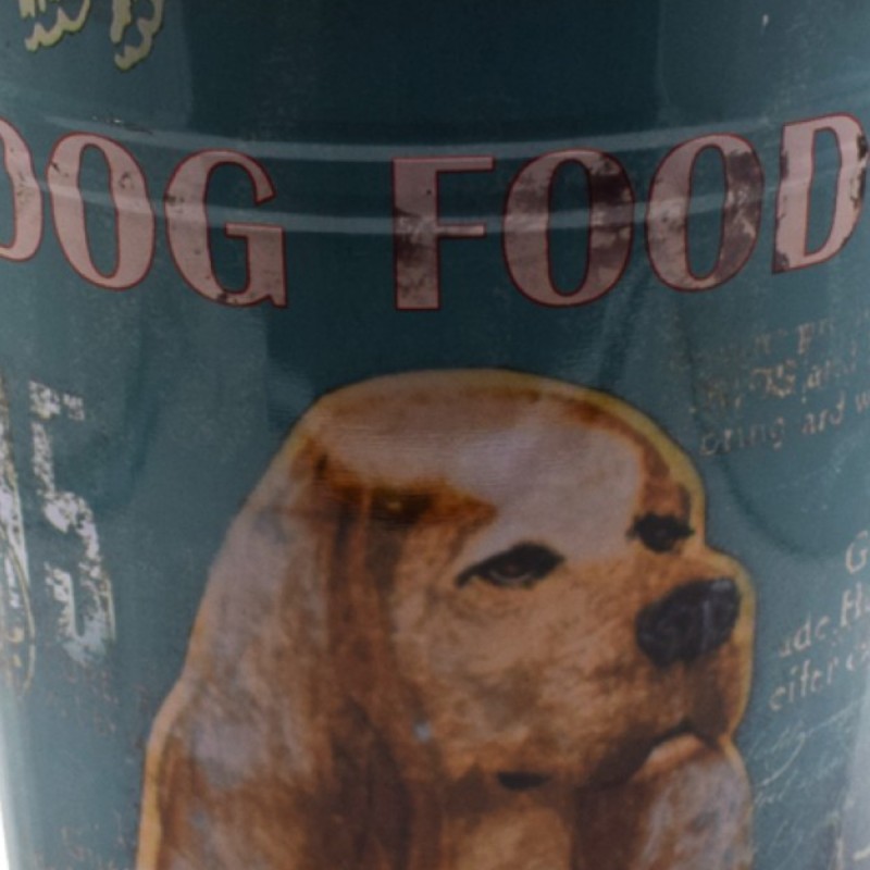 Galetusa decor cu capac din metal si manere din lemn, Naimeed D2644 Dog Food, Multicolor, 23 x 17 cm Galetusa decor cu capac din metal si manere din lemn, Naimeed D2644 Dog Food, Multicolor, 23 x 17 cm