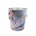 Galetusa decor cu capac din metal si manere din lemn, Naimeed D2644 FPWL, Multicolor, 23 x 17 cms