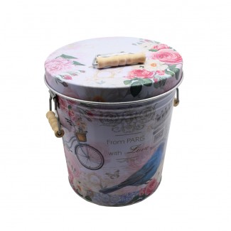 Galetusa decor cu capac din metal si manere din lemn, Naimeed D2644 FPWL, Multicolor, 23 x 17 cms Galetusa decor cu capac din metal si manere din lemn, Naimeed D2644 FPWL, Multicolor, 23 x 17 cms