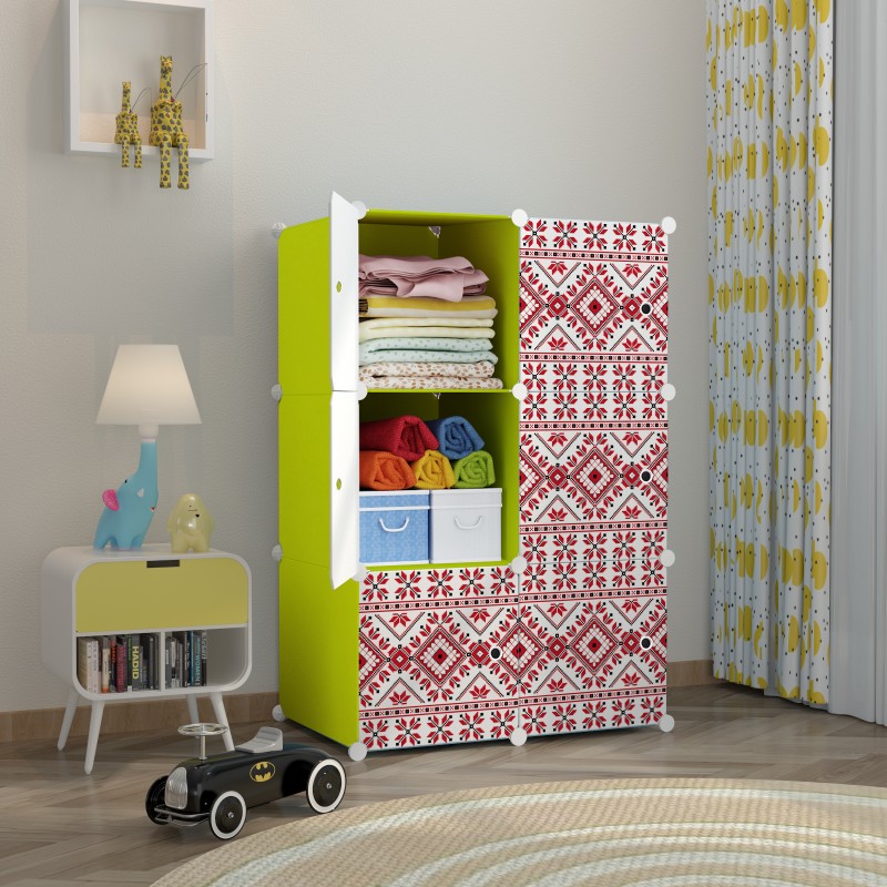 Dulap modular din plastic cu schelet metalic, imprimeu traditional, Naimeed D3422G, culoare Verde, 111x75x37 cm Dulap modular din plastic cu schelet metalic, imprimeu traditional, Naimeed D3422G, culoare Verde, 111x75x37 cm