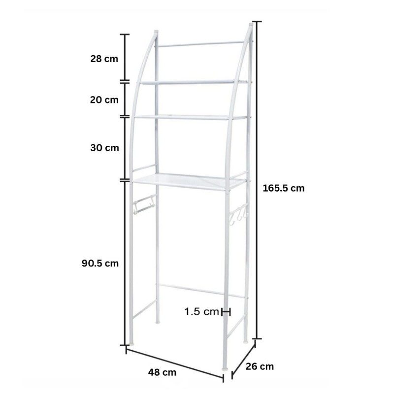 Raft de baie, 3 polite deasupra toaletei, Naimeed D4822, Alb