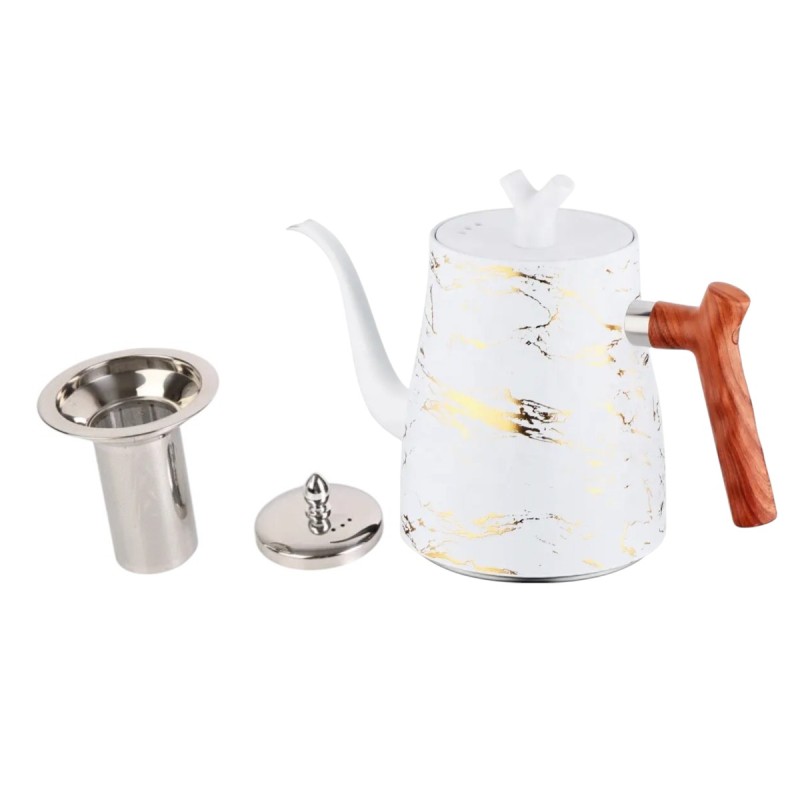 Ceainic cu infuzor si capac, design elegant, otel inoxidabil/plastic, 1500ml, 16.5x13x10cm, Naimeed D6972, Alb Ceainic cu infuzor si capac, design elegant, otel inoxidabil/plastic, 1500ml, 16.5x13x10cm, Naimeed D6972, Alb