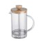 Infuzor French Press din Sticla Borosilicata cu capac din Bambus, Capacitate 600ml, Naimeed D6974, Sticla/Bambus