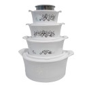 Caserola termica, set 5 piese, interior din inox, Naimeed D4794, Alb
