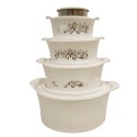 Caserola termica, set 5 piese, interior din inox, Naimeed D4794, Crem