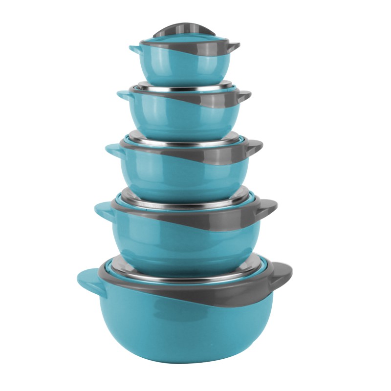 Caserola termica, set 5 piese, interior din inox, Naimeed D4795, Albastru Caserola termica, set 5 piese, interior din inox, Naimeed D4795, Albastru