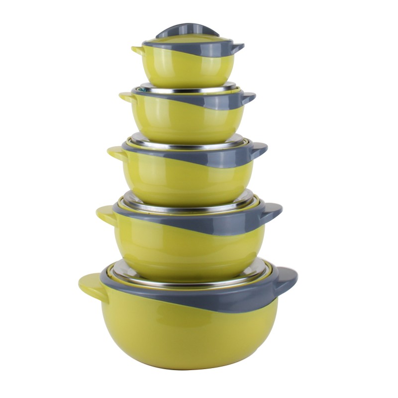 Caserola termica, set 5 piese, interior din inox, Naimeed D4795, Verde Caserola termica, set 5 piese, interior din inox, Naimeed D4795, Verde