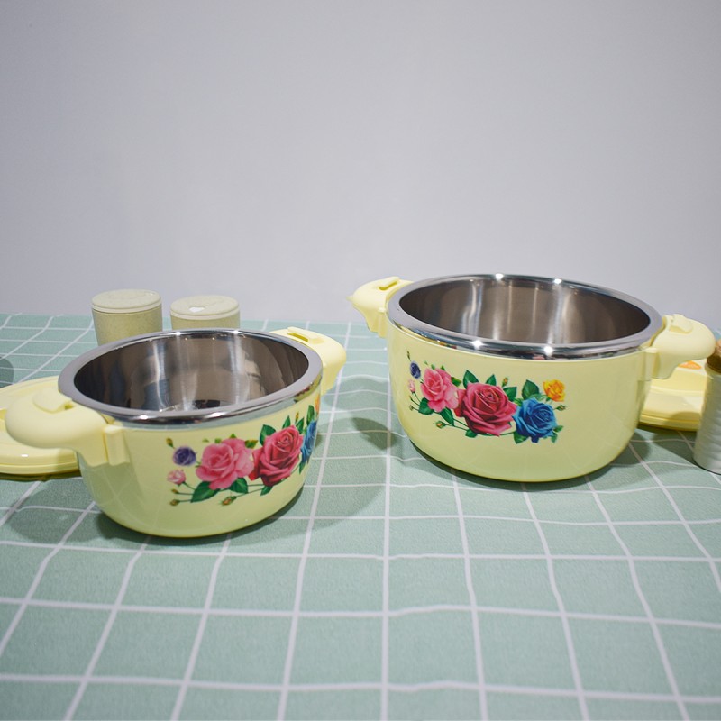 Caserola termica, set 4 piese, cu interior din inox, Naimeed D4798, Crem Caserola termica, set 4 piese, cu interior din inox, Naimeed D4798, Crem