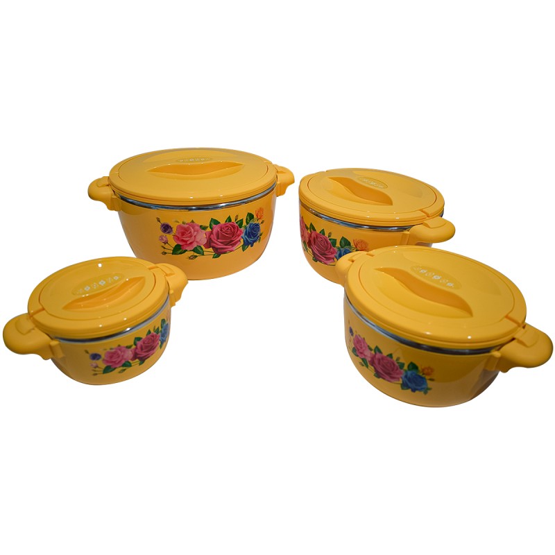 Caserola termica, set 4 piese, cu interior din inox, Naimeed D4798, Portocaliu Caserola termica, set 4 piese, cu interior din inox, Naimeed D4798, Portocaliu