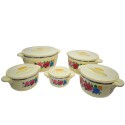Caserola termica, set 5 piese, cu interior din inox, Naimeed D4799, Crem Caserola termica, set 5 piese, cu interior din inox, Naimeed D4799, Crem