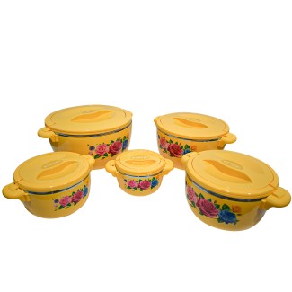 Caserola termica, set 5 piese, cu interior din inox, Naimeed D4799, Portocaliu Caserola termica, set 5 piese, cu interior din inox, Naimeed D4799, Portocaliu
