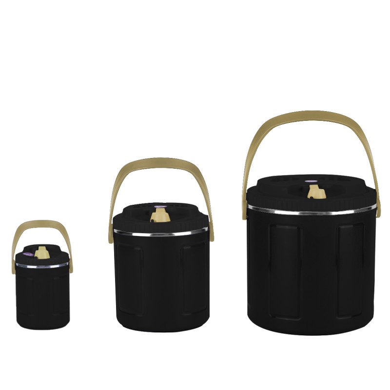 Caserola termica, set 3 piese, cu interior din inox, Naimeed D4803, Negru Caserola termica, set 3 piese, cu interior din inox, Naimeed D4803, Negru