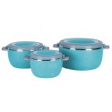 Caserola termica, set 3 piese, cu interior din inox, Naimeed D4809, Albastru Caserola termica, set 3 piese, cu interior din inox, Naimeed D4809, Albastru