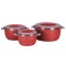 Caserola termica, set 3 piese, cu interior din inox, Naimeed D4809, Rosu