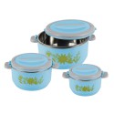 Caserola termica, set 3 piese, cu interior din inox, Naimeed D4810, Albastru Caserola termica, set 3 piese, cu interior din inox, Naimeed D4810, Albastru